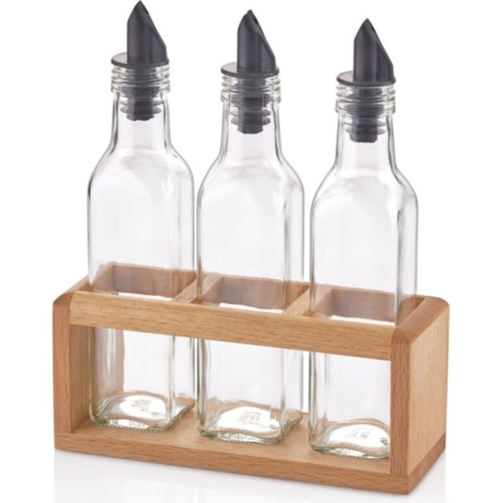 Woodsy 3 Lü Yağlık Seti, Ahşap Stantlı Yağlık Sirkelik 250 ml Mutfak Gereçleri Fiyatı
