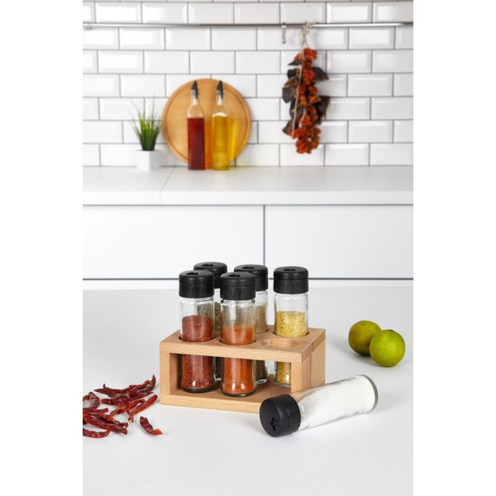 Woodsy 6 Lı Baharat Takımı, Ahşap Stantlı Baharatlık Seti Baharat Setleri & Baharatlıklar Fiyatı