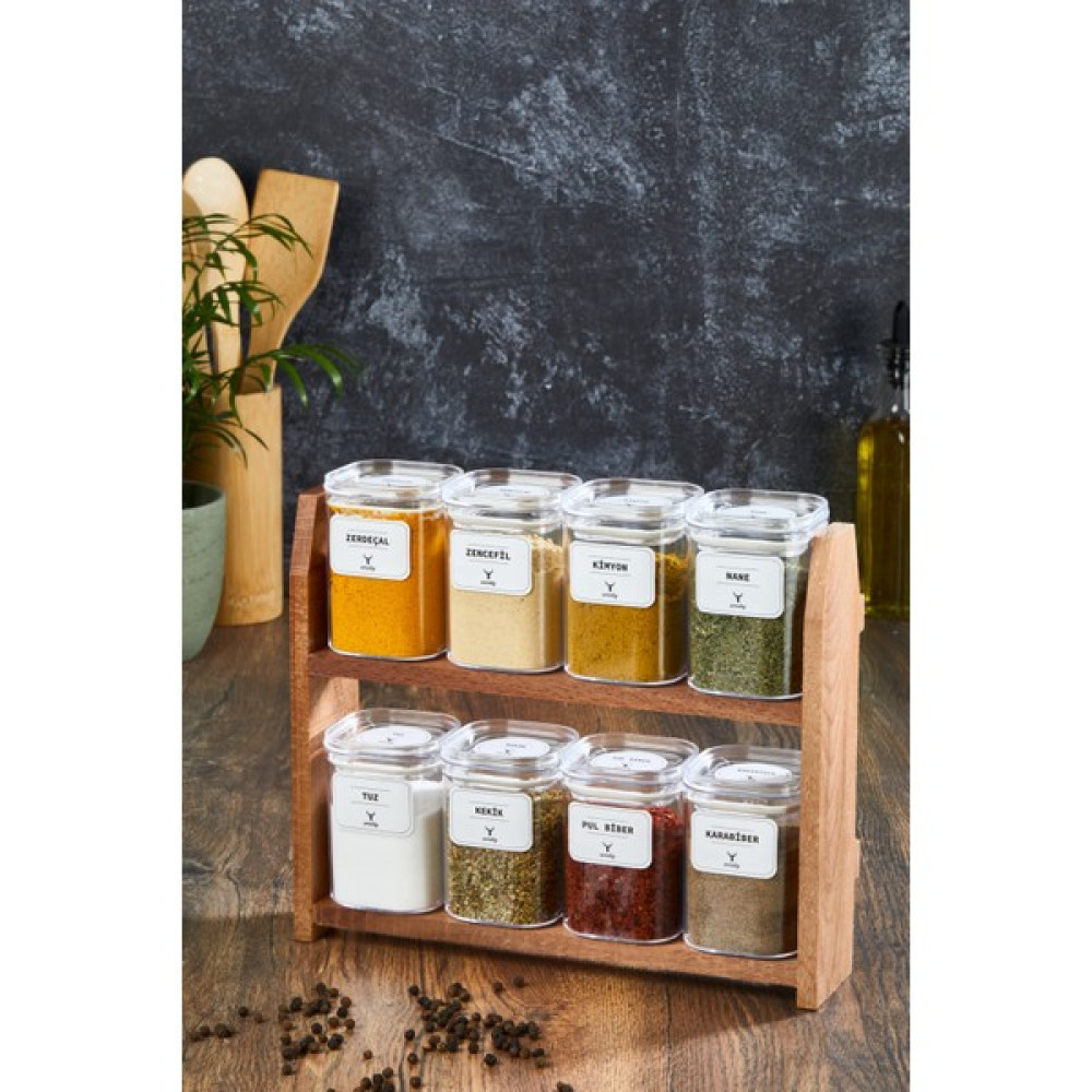 Woodsy 8 Li Kavanozlu Baharatlık 200 ml , Ahşap Stantlı Baharatlık Takımı 24 Adet Baharat Etiketi Baharat Setleri & Baharatlıklar Fiyatı