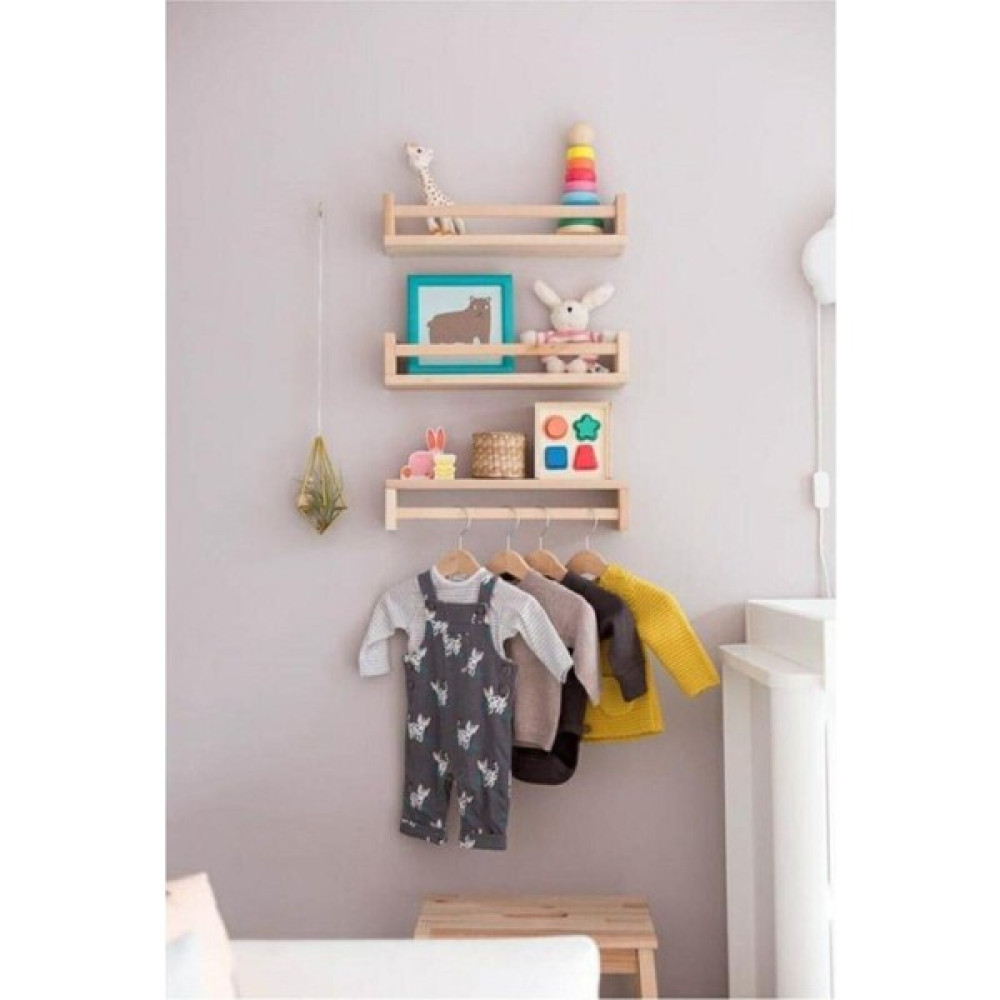 Woodwoork Montessori Kitaplık Çocuk Odası Duvar Rafı Ahşap Kitaplık Raf 3 Adet Kitaplık - Duvar Rafı & CD / DVD Rafı Fiyatı