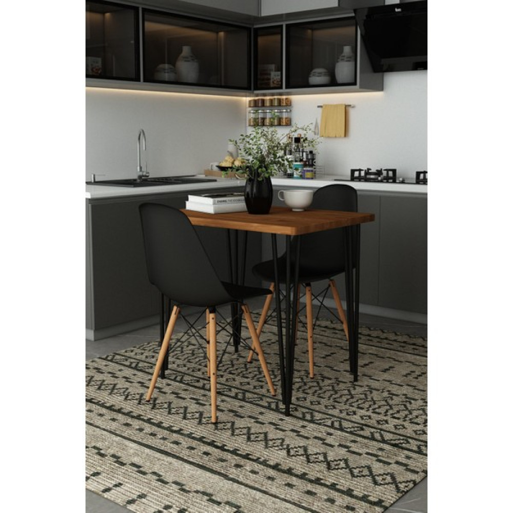 Woodwork Masif Ağaç Teak Renk Mutfak Ve Balkon Için Sandalyeli Masa Takımı 80 x 60 cm Masa + 2 Adet Sandalye Masa - Sandalye Seti / Takımı Fiyatı