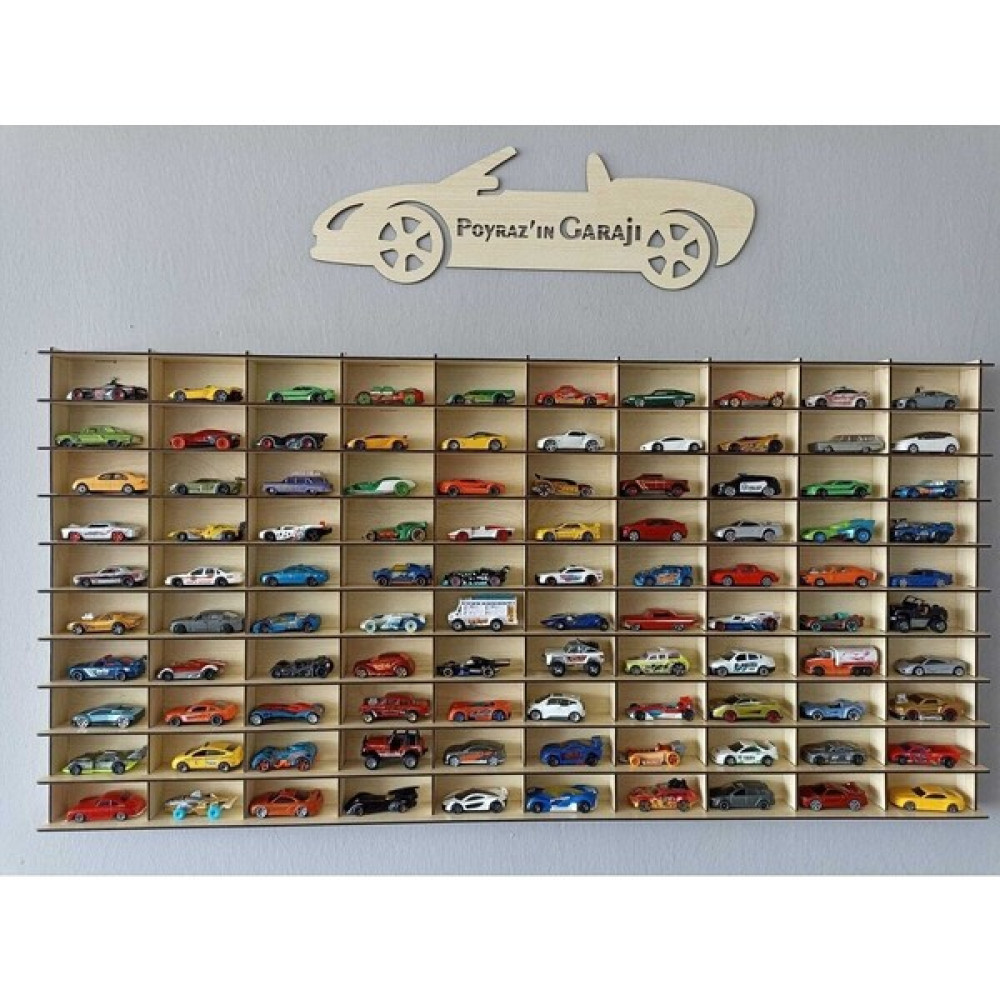 Woody City Ahşap Araba Rafı 100'LÜ Yatay Akça Ağaç (Krem) Renk (Hotwheels ve Matcbox Arabaları Için Uygundur) - Ahşap Desenli - 0 Bebek Oyuncakları Fiyatı