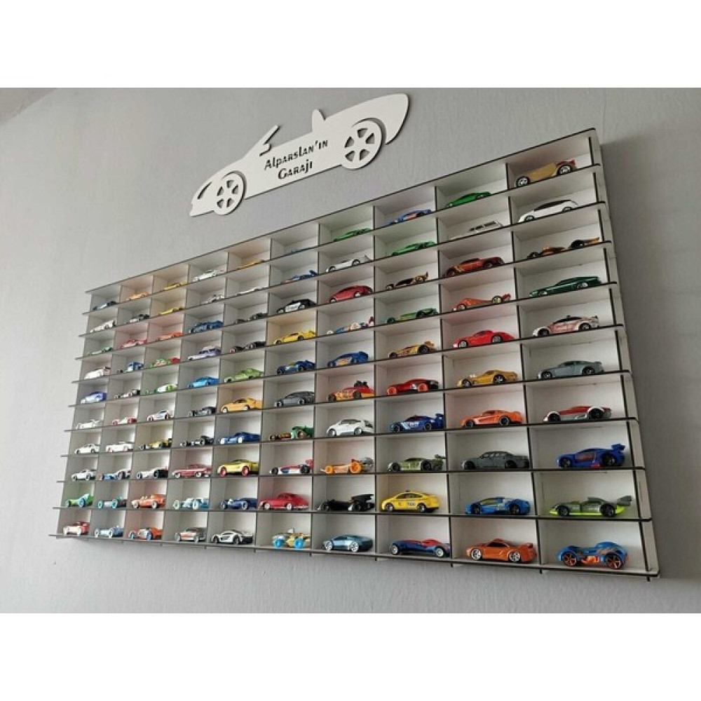 Woody City Ahşap Dekoratif Duvar Araba Rafı 100'LÜ Yatay Beyaz Renk (Hotwheels ve Matcbox Arabalarına Uygundur) - 0 Bebek Oyuncakları Fiyatı
