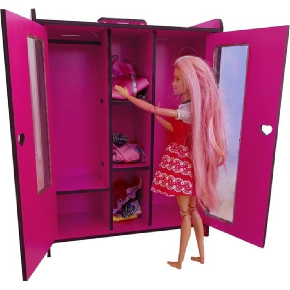 Woody City Barbie Baby Alive Uyumlu Dolap ve Gardrop Yatak Odası Oyuncak Ev - Kırmızı - 0 Bebek Oyuncakları Fiyatı