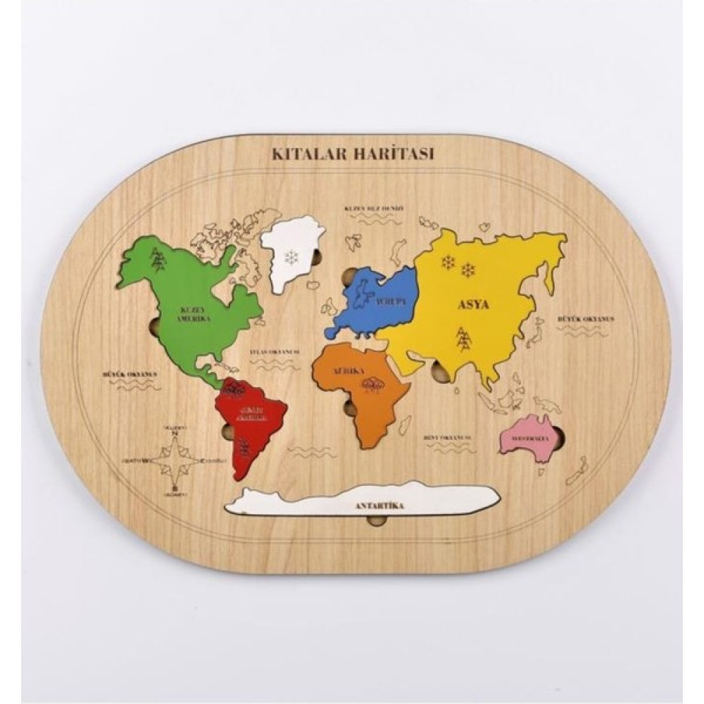 Woody Life Ahşap Kıtalar Haritası Montessorie Bul Tak Puzzle - Ahşap Desenli Bebek Oyuncakları Fiyatı