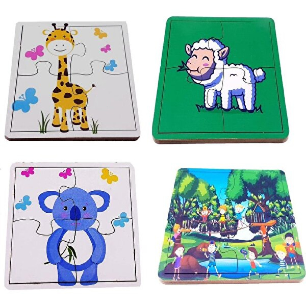 Woody Life Woodylife Ilk Puzzlem Bebek Zürafa,mavi Koala,koyun ve Ağaç Evde Oynayan Çocuklar 4 Lü 4 Parça Puzzle Yapboz Eğitici Çocuk Oyuncak - 1 Puzzle & Aksesuarları Fiyatı