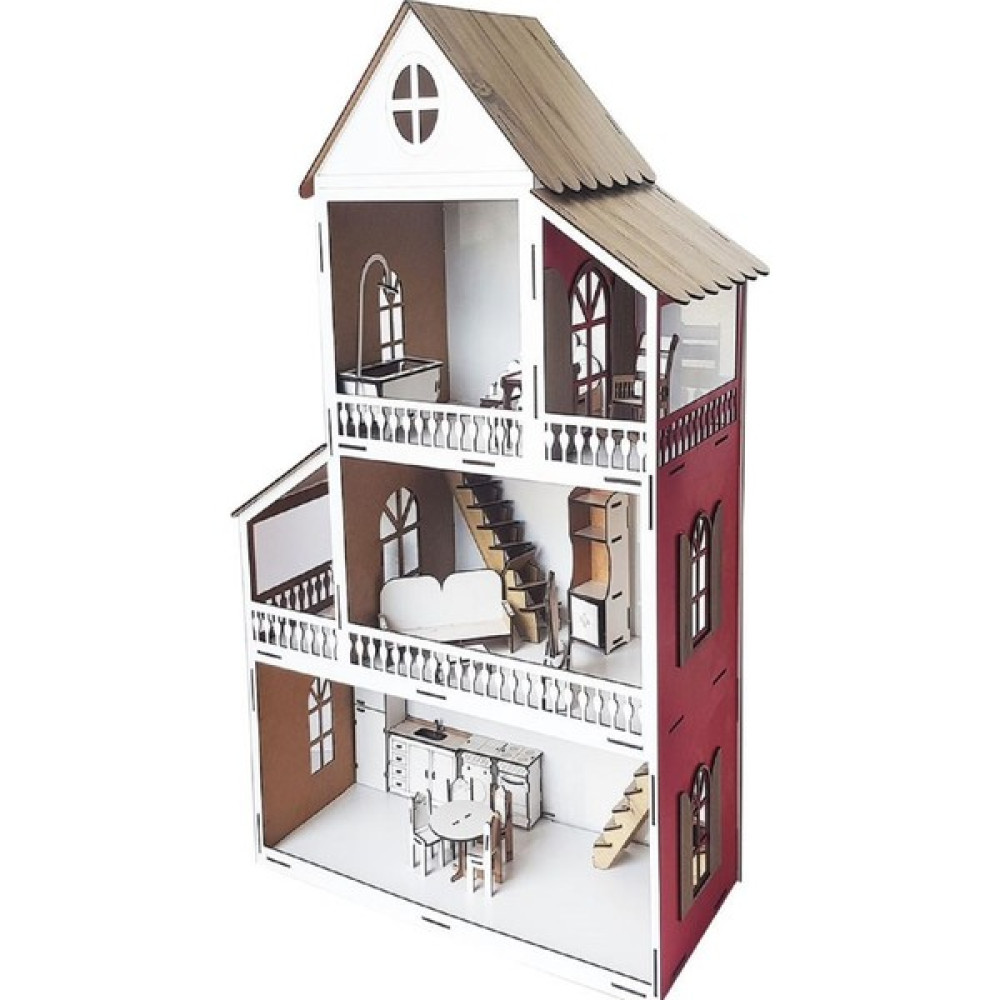 Woody Life Woodylife Kırmızı Ev Çocuk Evcilik Oyuncak Montessori Barbi Ev Bebek Oyuncakları Fiyatı