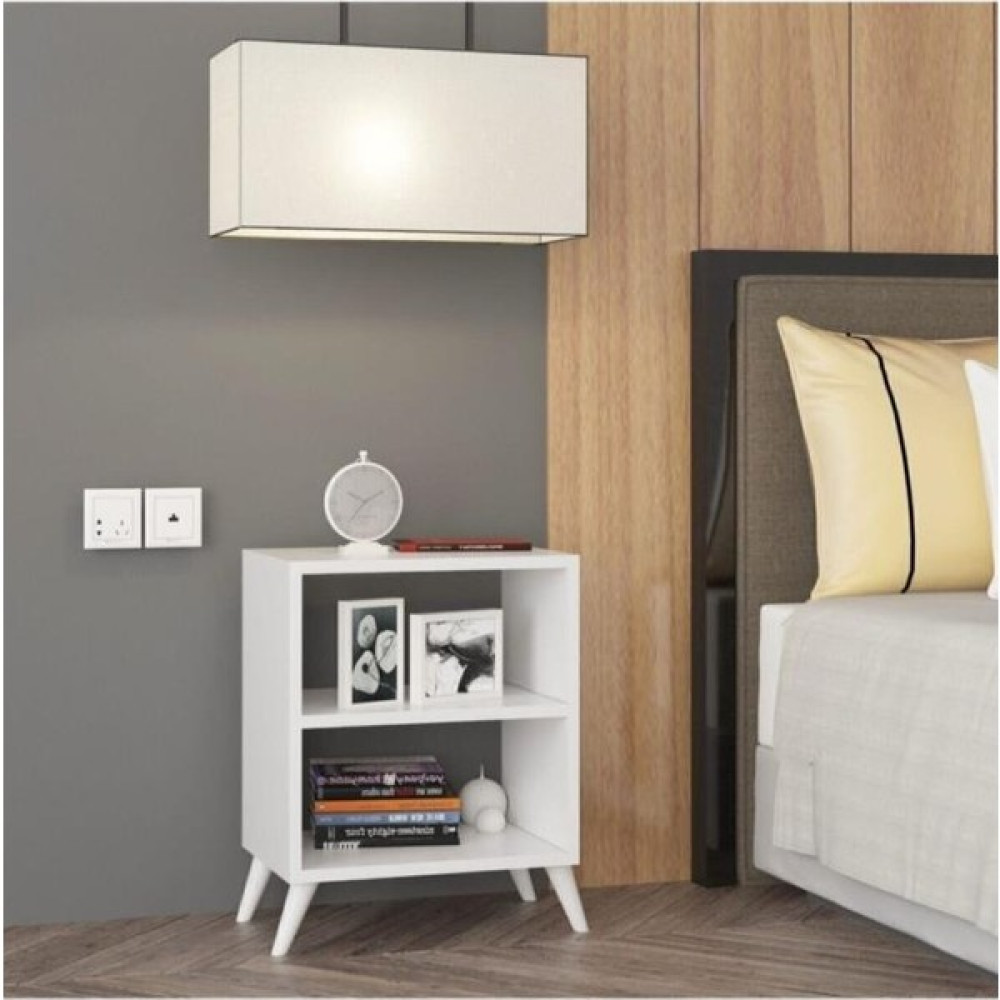 Woody Life Woodylife Komodin Çok Amaçlı Dolap Ahşap Sehba Çocuk Odası Salon AYAKLI(MDL56) - Beyaz Kitaplık Fiyatı