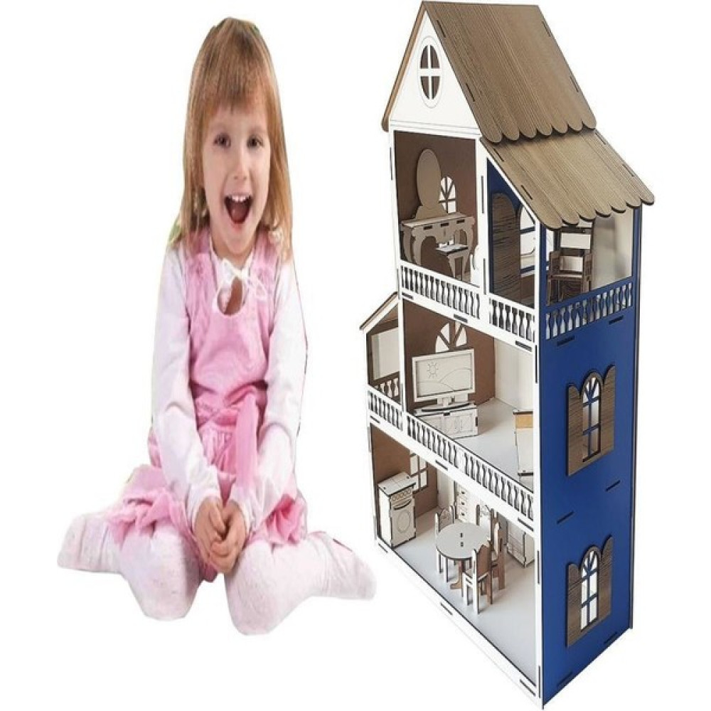 Woody Life Woodylife Mavi Ev Çocuk Evcilik Oyuncak Montessori Barbi Ev Bebek Oyuncakları Fiyatı