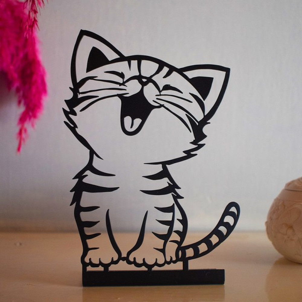 Woody Metal Sevimli Kedi Metal Mini Masa Raf Dekoru, Dekoratif, Kedi Biblo, Minimal Dekor, Masaüstü Ofis Hediyesi, Masaüstü Süs Eşyası Biblo Fiyatı