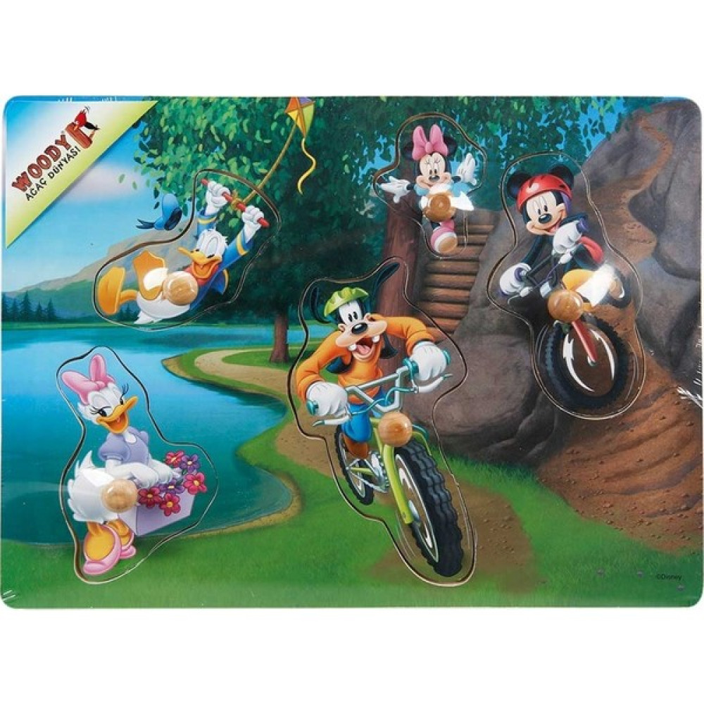 Woody Mickey Mouse Ve Arkadaşları 5 Parça Tutmalı Ahşap Bul Tak Yapboz Bisiklet Gezisi Bebek Oyuncakları Fiyatı