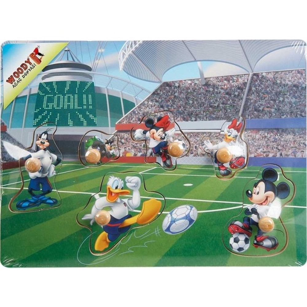 Woody Mickey Mouse Ve Arkadaşları 6 Parça Tutmalı Ahşap Bul Tak Yapboz Futbol Maçı Bebek Oyuncakları Fiyatı