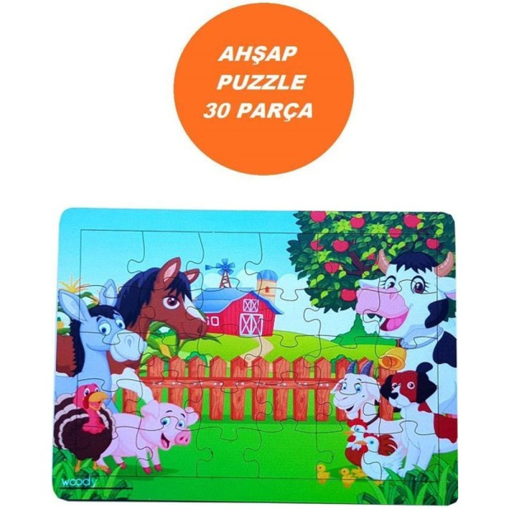 Woodylife Çiftlik Hayvanları Çitli Ahşap Puzzle 30 Parça Yapboz Çocuk Oyuncak - Renkli Bebek Oyuncakları Fiyatı