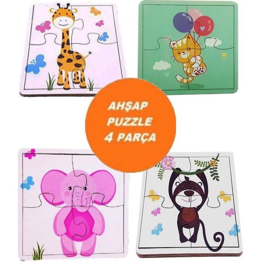 Woodylife Ilk Puzzlem Bebek Maymun Zürafa Pembe Fil ve Balon Tutan Kedi 4 Lü 4 Parça Puzzle Yapboz Eğitici Çocuk Oyuncak Puzzle & Aksesuarları Fiyatı