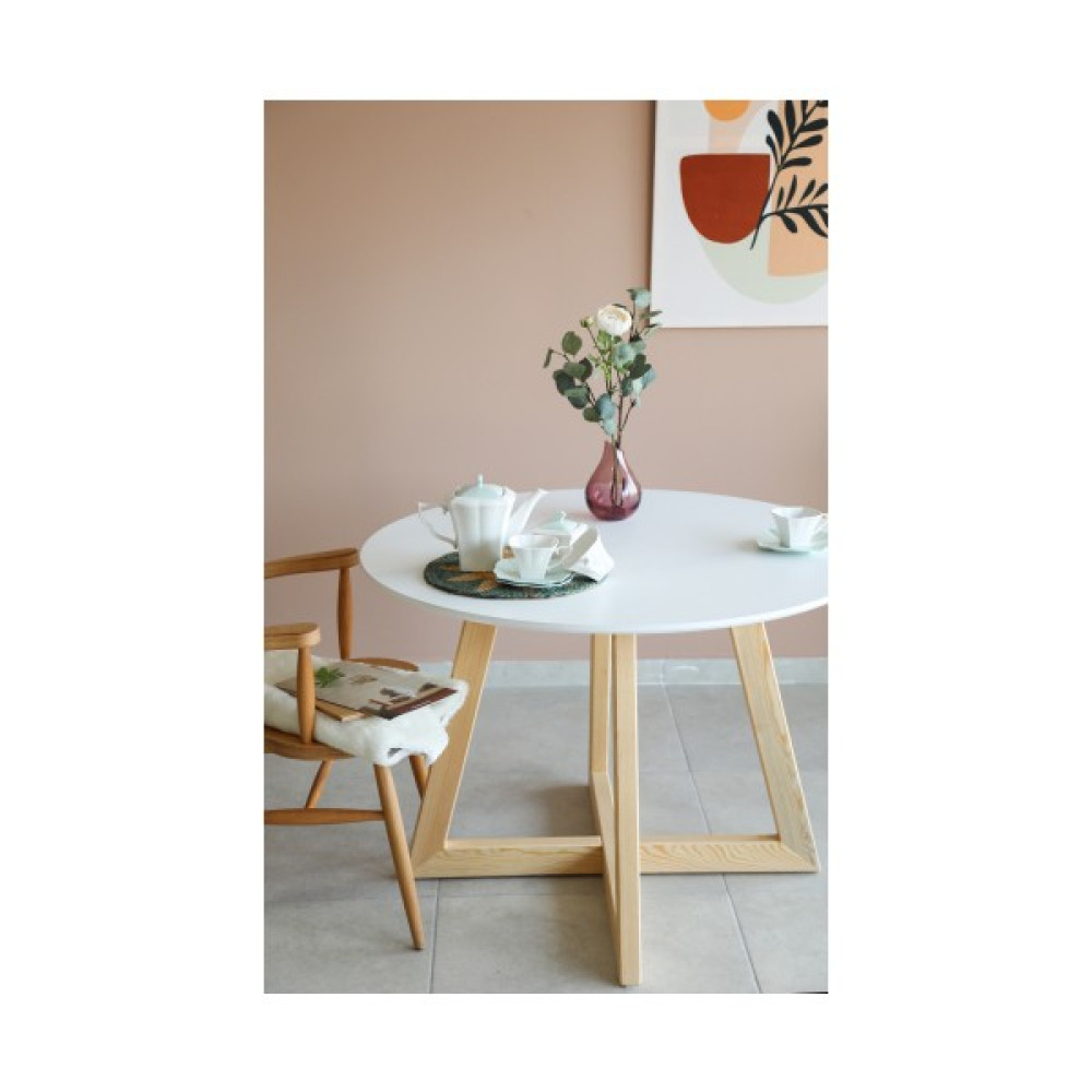 woodywood Yuvarlak Yemek Masası, Modern Mat Beyaz Mdf Yemek Masası, Toplantı Masası - 103x103 Yemek & Mutfak Masası Fiyatı