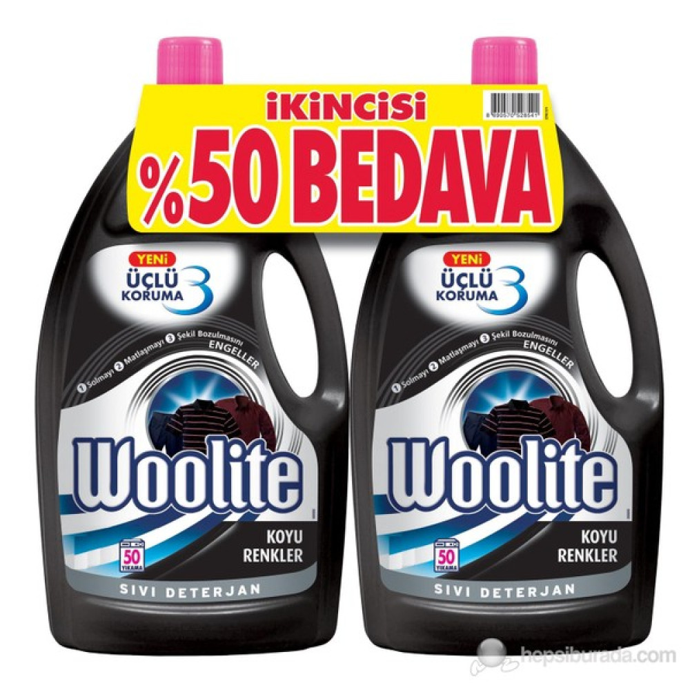 Woolite Koyu Renkler Çamaşırlar Sıvı Deterjan 2,6 lt + 2,6 lt 2.si %50 İndirimli kk Çamaşır Deterjanı Fiyatı