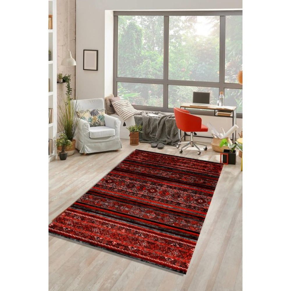 Woolly Halı Geleneksel Kilim Desen Kırmızı Halı - WL1226 - 100 x 250 cm Salon Halısı Fiyatı