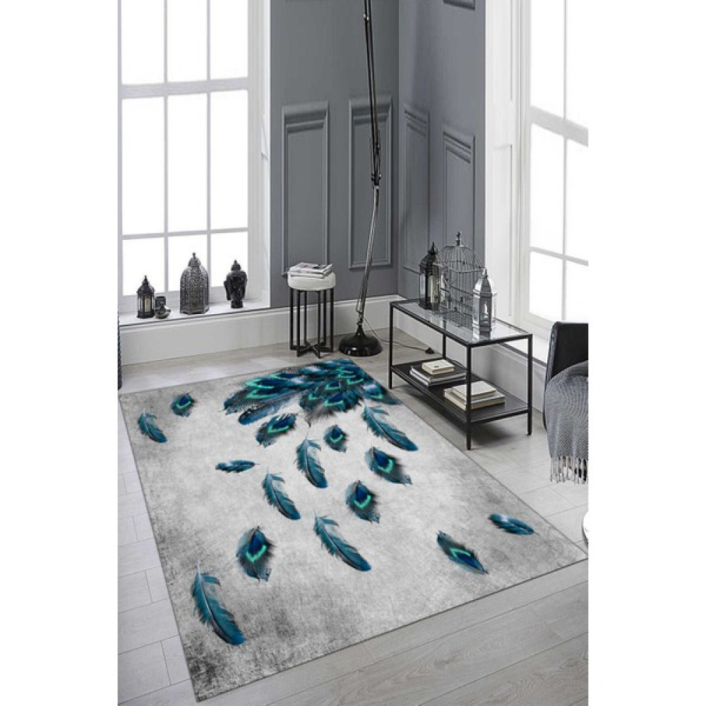 Woolly Halı Gri Tüy Desenli Halı (Makinada Yıkanabilir Kaymaz Dot Taban) - WL1340 - 180 x 300 cm - Krem Salon Halısı Fiyatı