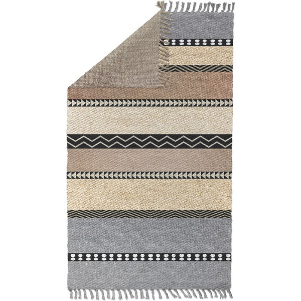 Woopsh Alaçatı 1 Kahve Yatay Şerit Desen Otantik Motif Kara Tezgah Halı Çift Taraflı Kilim - Kahverengi - 80 x 200 cm Kilim Fiyatı
