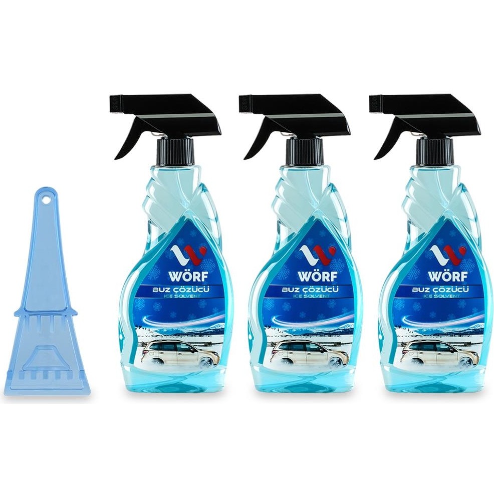 Wörf Buz Çözücü Sprey 500 ml Eko Seri 3 Lü + Pratik Buz Kazıyıcı Oto Kışlık Bakım Ürünleri Fiyatı