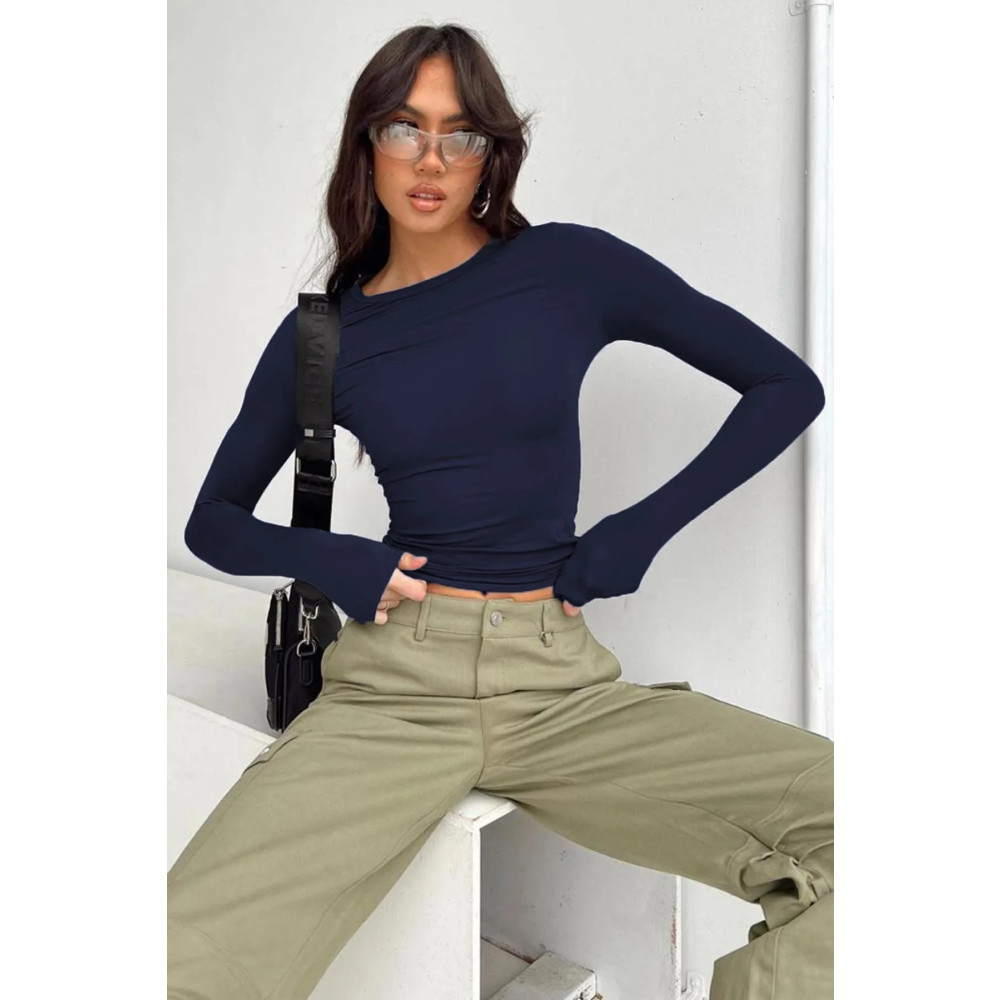 World Fashion Trends Bisiklet Yaka Basic Uzun Kollu Body S Beden Bluz Fiyatı