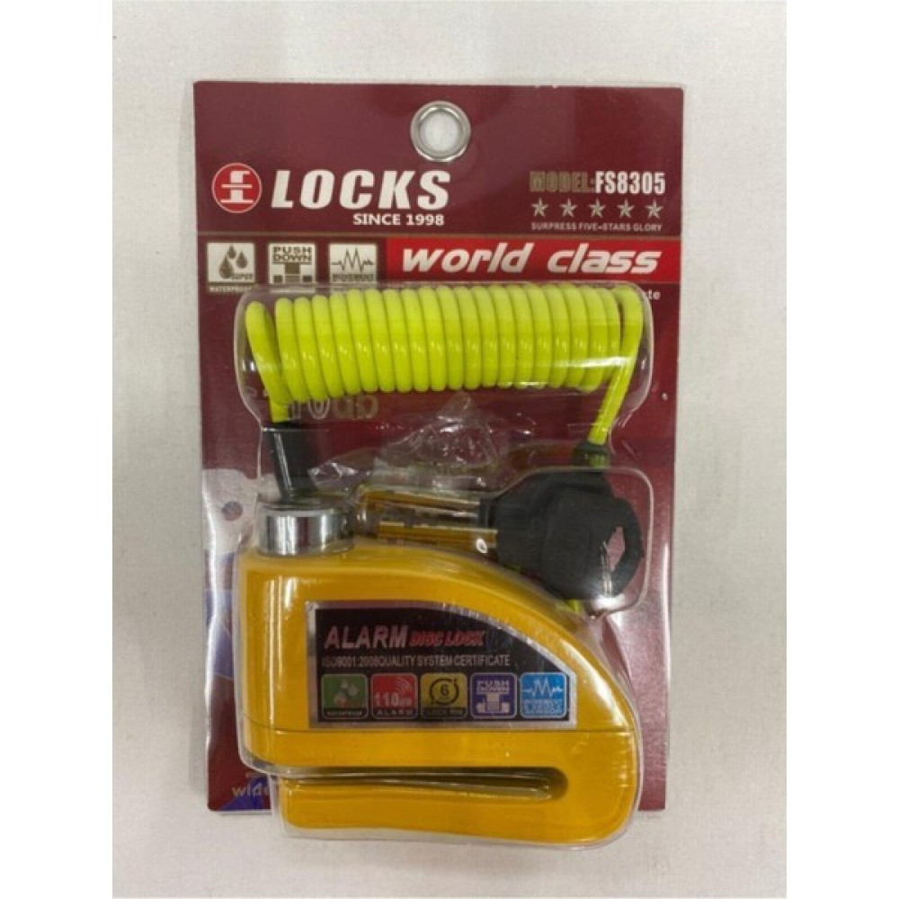 World Mototork - 110 Db Sarı Alarmlı Disk Kilidi Hatırlatıcı Kablo Oto Boyaları Fiyatı