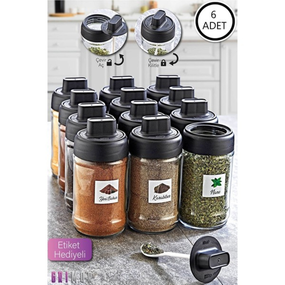 World Of Quality 6 Adet Kapağı Kendinden Kaşıklı Baharatlık Seti 300 ml Baharat Setleri & Baharatlıklar Fiyatı