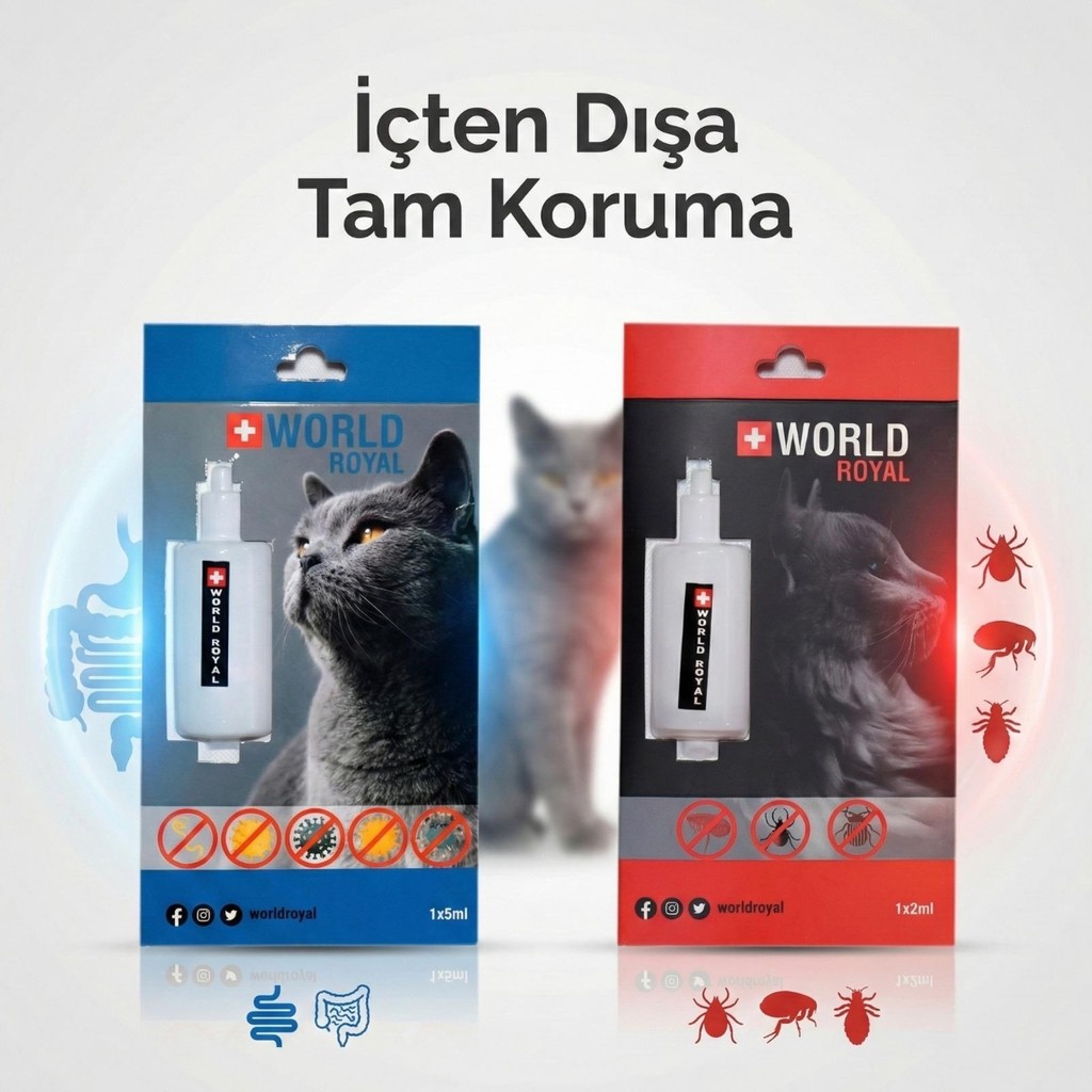 World Royal Kedi Ic ve Dıs Etkenlere Karşı 2 Li Parazt Bitkisel Damla Evcil Hayvan Ürünleri Fiyatı