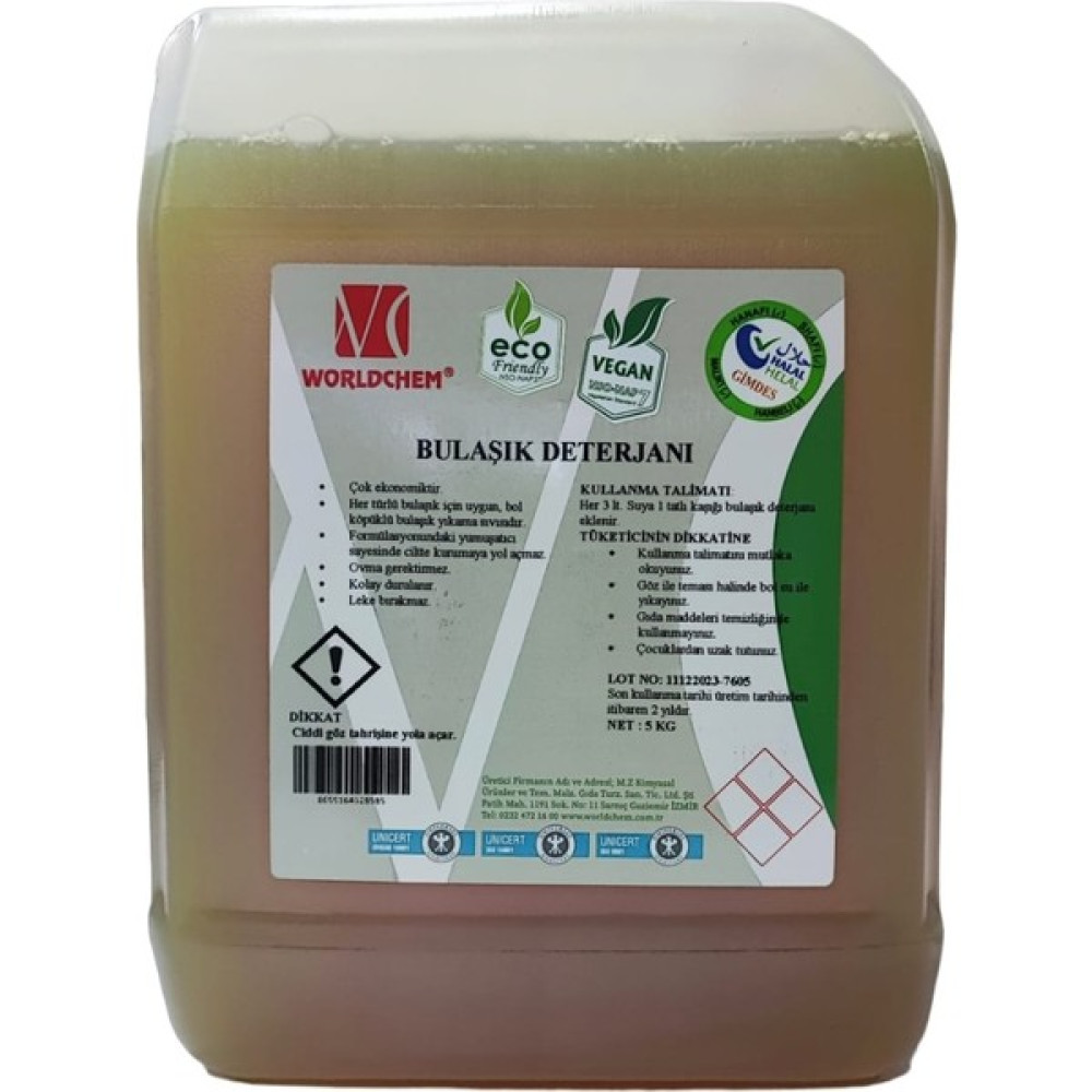 Worldchem Bitkisel Worldchem Elde Bulaşık Deterjanı 5lt Gimdes Sertifikalı - 5 lt Çamaşır Deterjanı Fiyatı