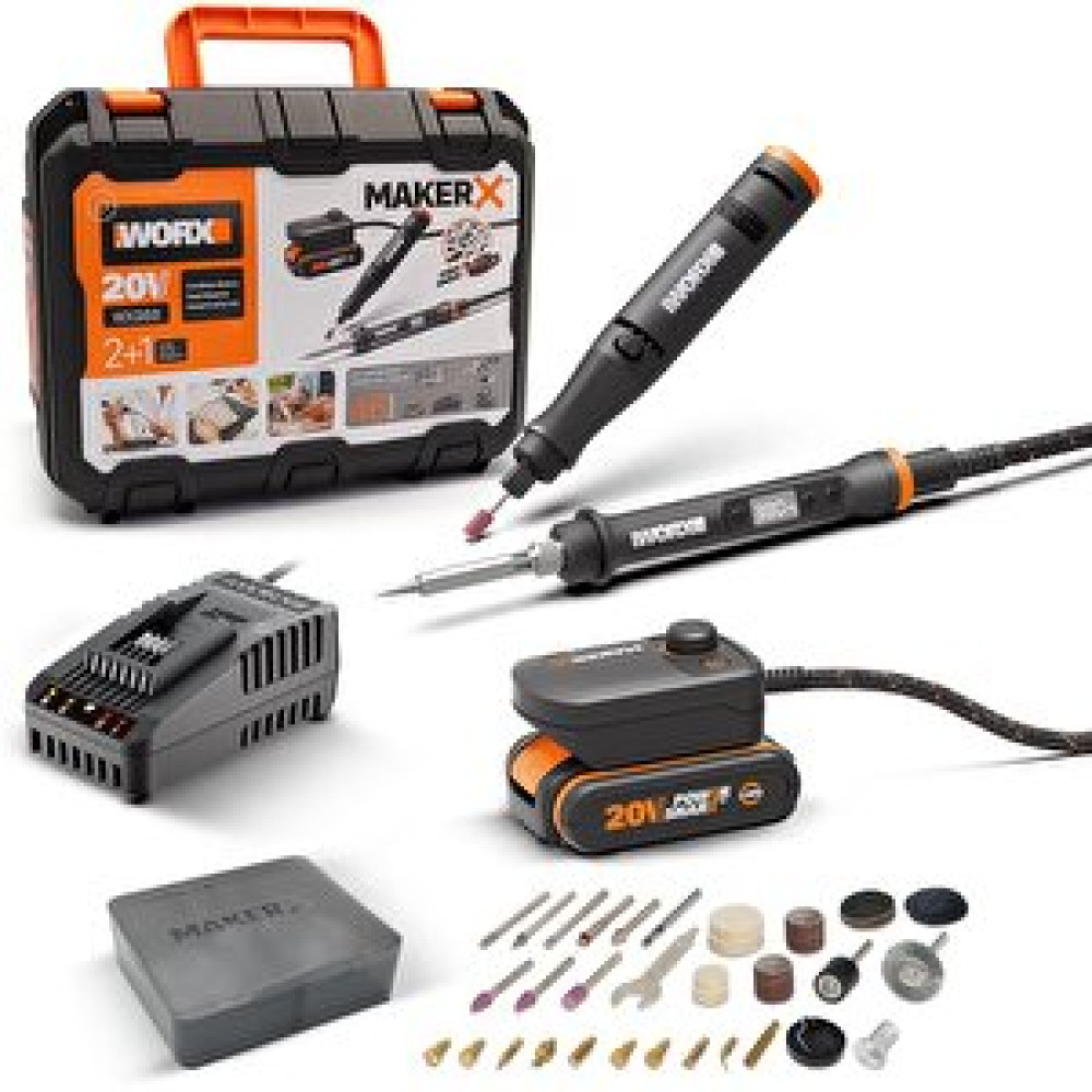 Worx Wx988 Makerx 20volt 2.0ah. Kömürsüz Profesyonel Kalem Tipi Devir Ayarlı Gravür Seti + Kalem Tipi Dijital Lehim Ve Ahşap Yakma Elektrikli El Aletleri Fiyatı