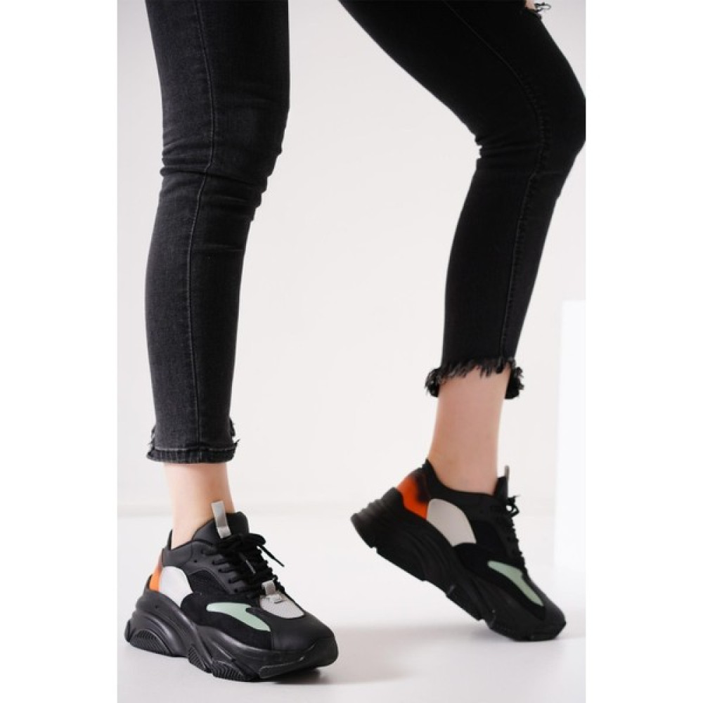 Wos Kadın Siyah Rahat Su Geçirmez Taban Spor Ayakkabı Sneaker Spor Ayakkabı Fiyatı