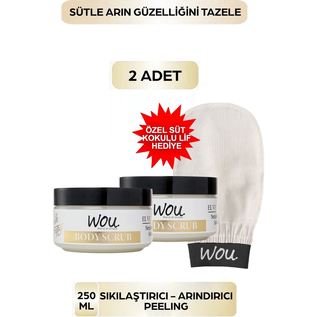 Wou World Of Unique 2li Milk Therapy Body Scrub 250ML Peeling Özel Süt Kokulu Kese Diğer Fiyatı