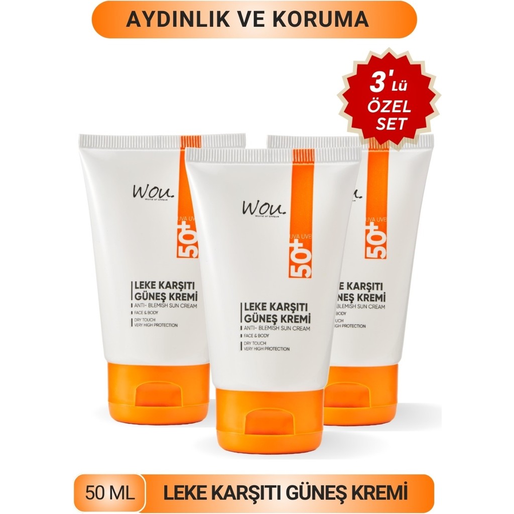 WOU World of Unique 3'Lü Güneş Kremi SPF 50+ Leke Karşıtı Formül Diğer Fiyatı