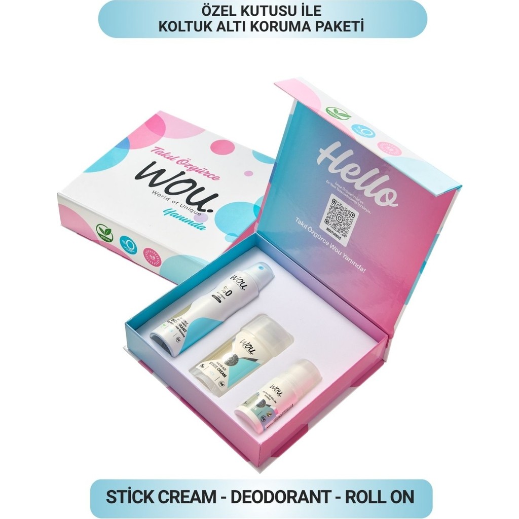 WOU World of Unique Stıck Cream-Deodorant-Rollon Özel Hediye Kutusu Ile Erkek Set - 150 ml Diğer Fiyatı