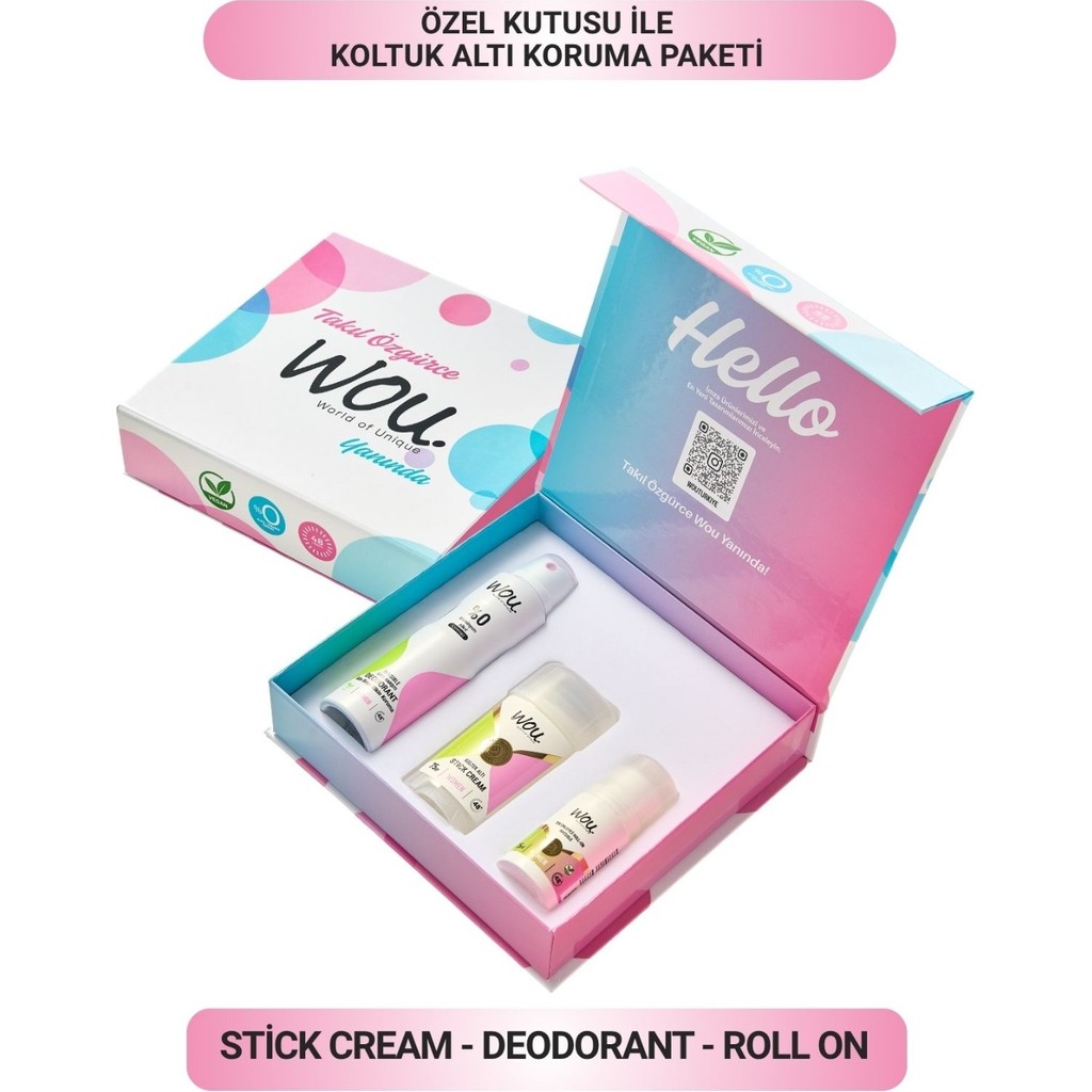 WOU World of Unique Stıck Cream-Deodorant-Rollon Özel Hediye Kutusu Ile Kadın Set - 150 ml Diğer Fiyatı