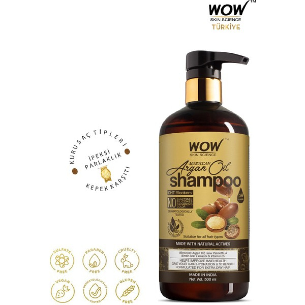 Wow Skin Science Fas Argan Yağı Şampuanı-%92,8 Doğal Içerik-,nemlendirici,besleyici,parlatıcı 500ML Oto Boyaları Fiyatı