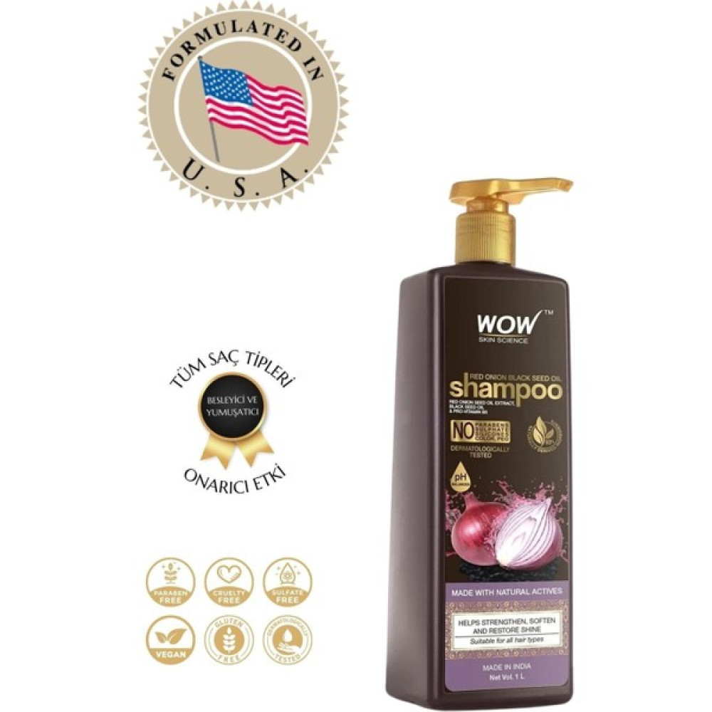 Wow Skin Science Kırmızı Soğan Şampuanı-%93 Doğal Içerik-Çörek Otu Yağı Içeren Dökülme Kontrolü 1l Şampuan ve Saç Kremi Fiyatı