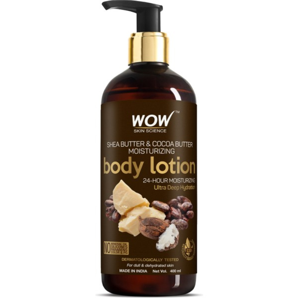 Wow Skin Science Shea Yağı ve Kakao Yağı Nemlendirici Vücut Losyonu -%92,85 Doğal Içerik- Derin Nemlendirici, 400ML Nemlendiriciler Fiyatı