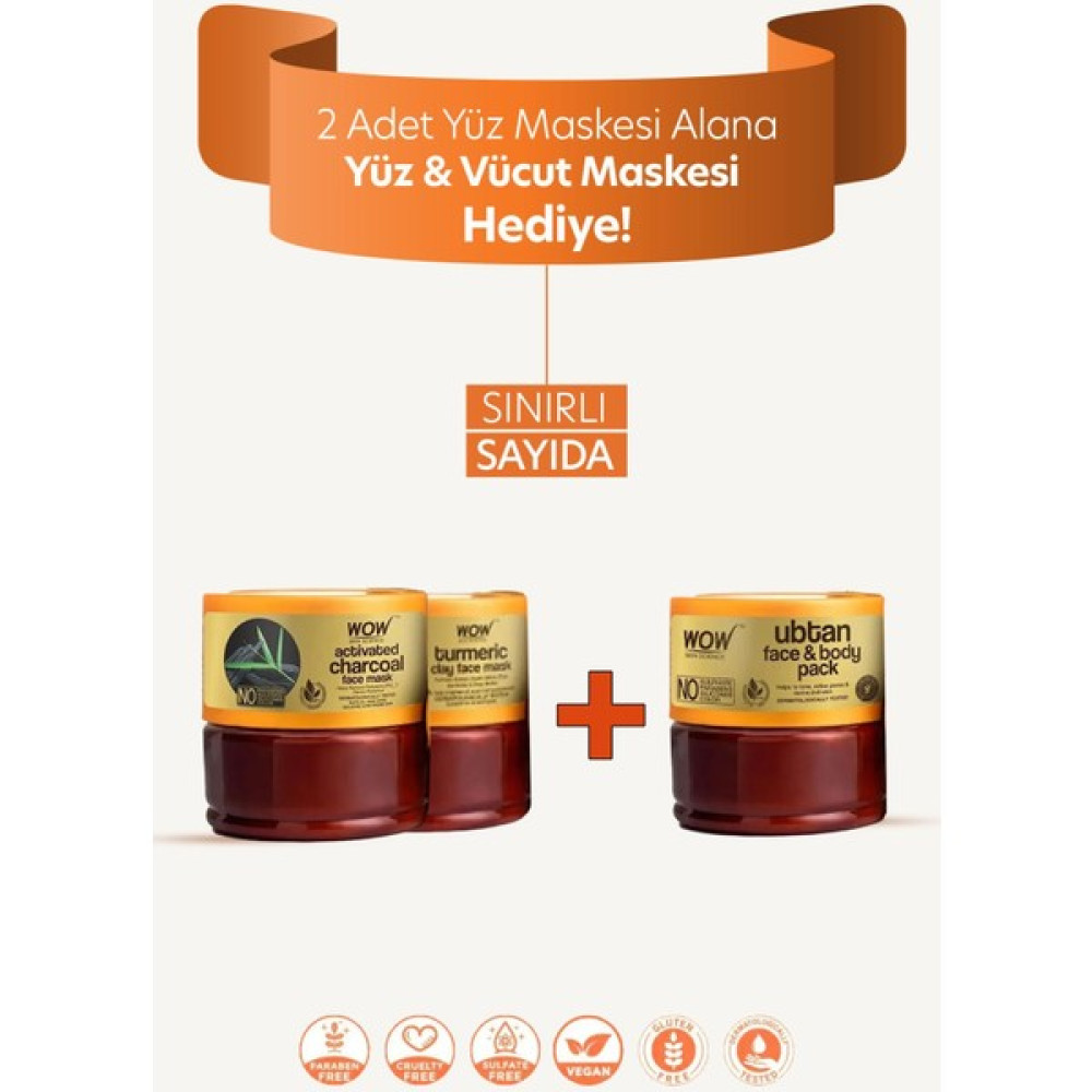 Wow Skin Science Zerdeçal Kil ve Aktif Kömür Kil Maskesi 200x3 ml Ubtan Tüm Vücut Kil Maskesi Hediyeli 3'lü Set Oto Boyaları Fiyatı