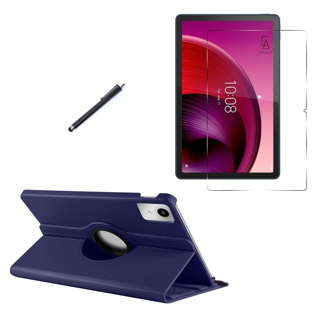 Wowacs Lenovo Tab K11 Gen 2 TB336FU Uyumlu Kılıf Dönebilen Standlı Tablet Kılıfı + Ekran Koruyucu + Kalem - Lacivert Tablet Kılıfı Fiyatı