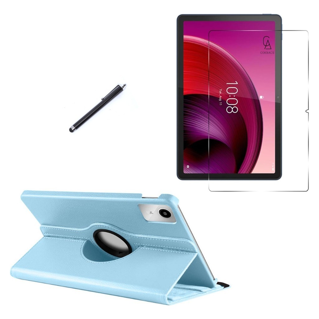 Wowacs Lenovo Tab K11 Gen 2 TB336FU Uyumlu Kılıf Dönebilen Standlı Tablet Kılıfı + Ekran Koruyucu + Kalem - Mavi Tablet Kılıfı Fiyatı