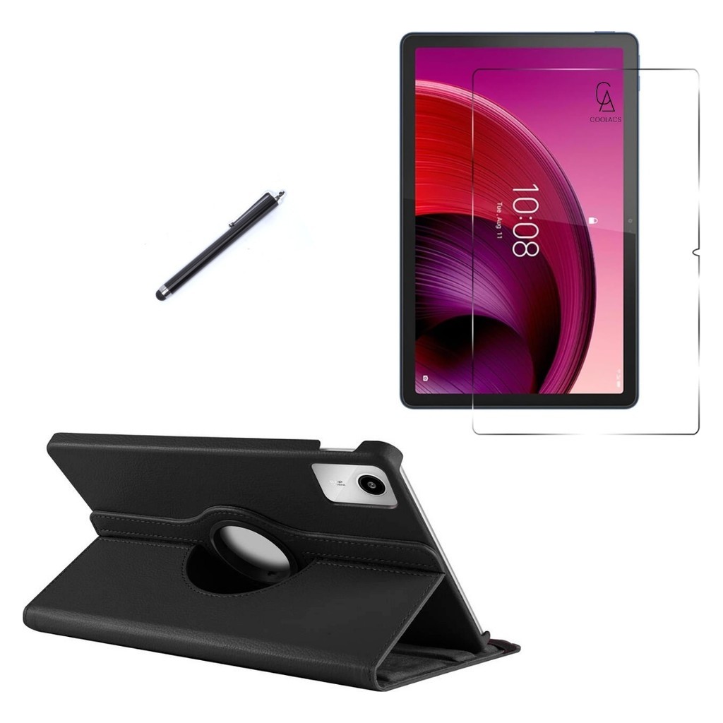 Wowacs Lenovo Tab K11 Gen 2 TB336FU Uyumlu Kılıf Dönebilen Standlı Tablet Kılıfı + Ekran Koruyucu + Kalem - Siyah Tablet Kılıfı Fiyatı