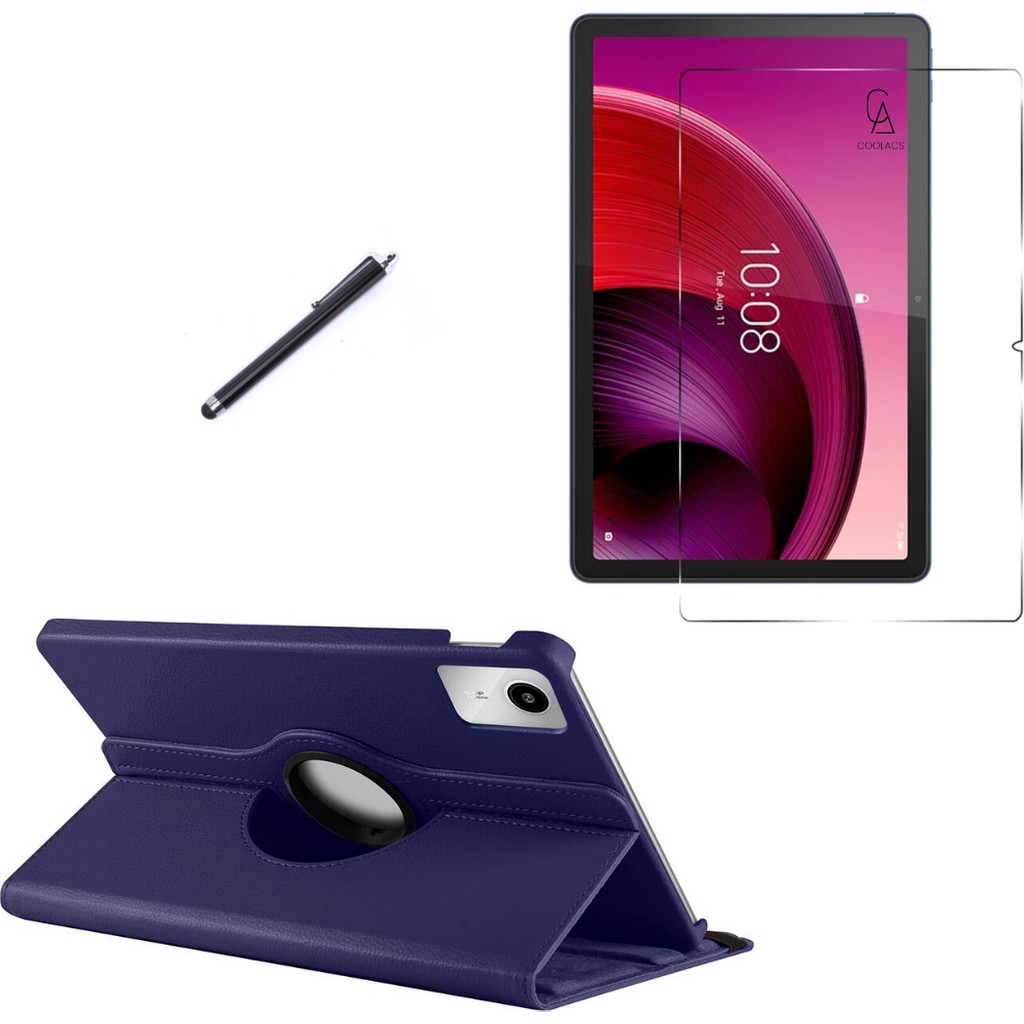 Wowacs Lenovo Tab K11 TB-330FU Uyumlu Kılıf Dönebilen Standlı Tablet Kılıfı + Ekran Koruyucu + Kalem - Lacivert - Tab K11 TB330FU Tablet Kılıfı Fiyatı