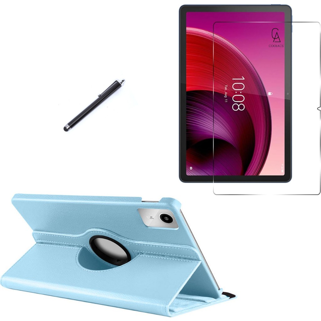 Wowacs Lenovo Tab K11 TB-330FU Uyumlu Kılıf Dönebilen Standlı Tablet Kılıfı + Ekran Koruyucu + Kalem - Mavi - Tab K11 TB330FU Tablet Kılıfı Fiyatı