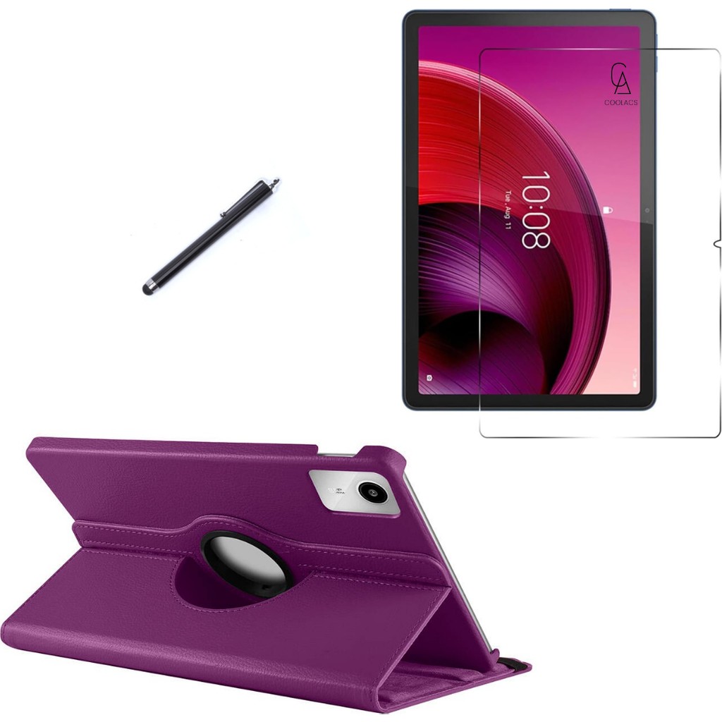 Wowacs Lenovo Tab K11 TB-330FU Uyumlu Kılıf Dönebilen Standlı Tablet Kılıfı + Ekran Koruyucu + Kalem - Mor - Tab K11 TB330FU Tablet Kılıfı Fiyatı