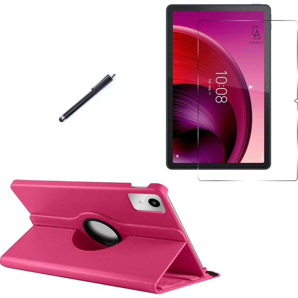 Wowacs Lenovo Tab K11 TB-330FU Uyumlu Kılıf Dönebilen Standlı Tablet Kılıfı + Ekran Koruyucu + Kalem - Pembe - Tab K11 TB330FU Tablet Kılıfı Fiyatı