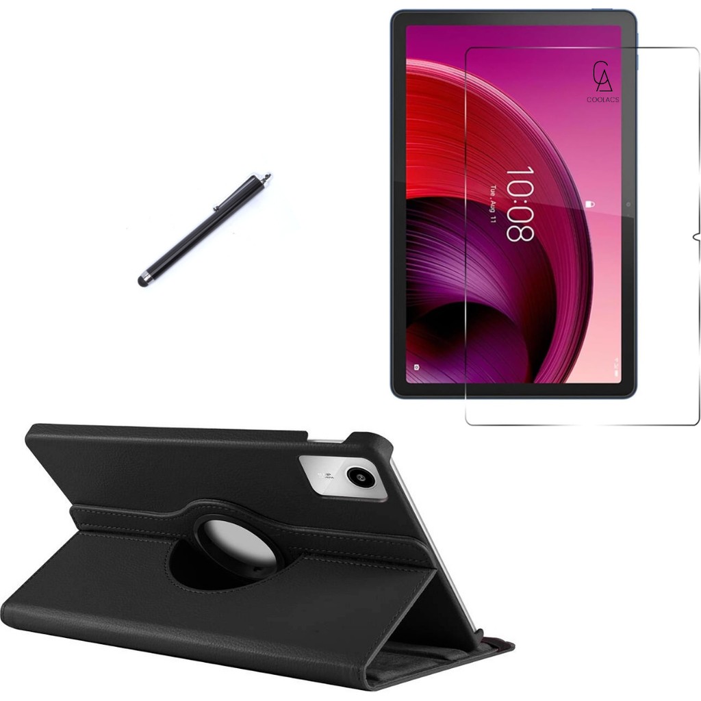 Wowacs Lenovo Tab K11 TB-330FU Uyumlu Kılıf Dönebilen Standlı Tablet Kılıfı + Ekran Koruyucu + Kalem - Siyah - Tab K11 TB330FU Tablet Kılıfı Fiyatı