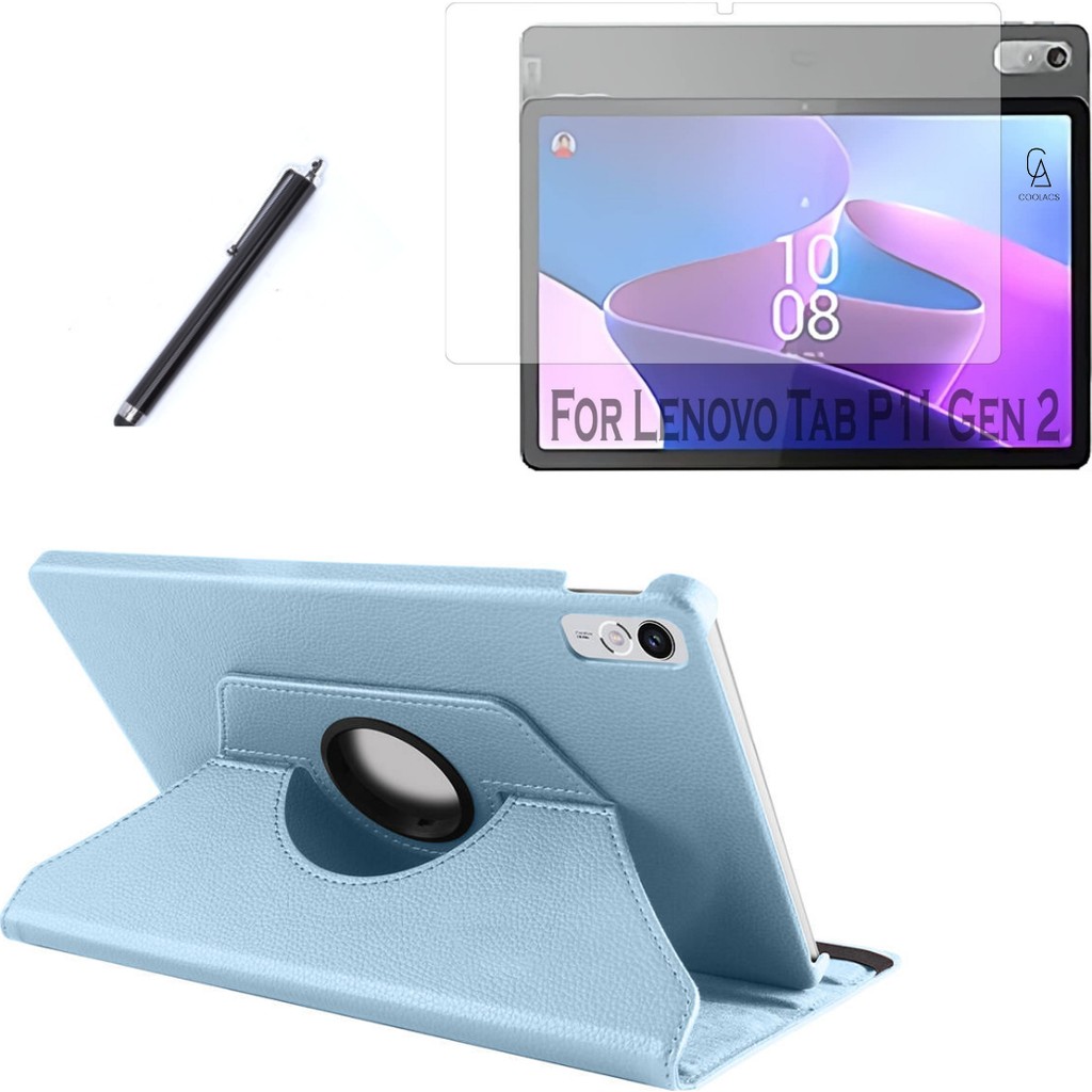 Wowacs Lenovo Tab P11 2.nesil 11.5 Inç TB-350FU Kılıf Dönebilen Standlı Tablet Kılıfı + Ekran Koruyucu + Kalem - Lenovo P11 2.Nesil 11.5" - Mavi Tablet Kılıfı Fiyatı