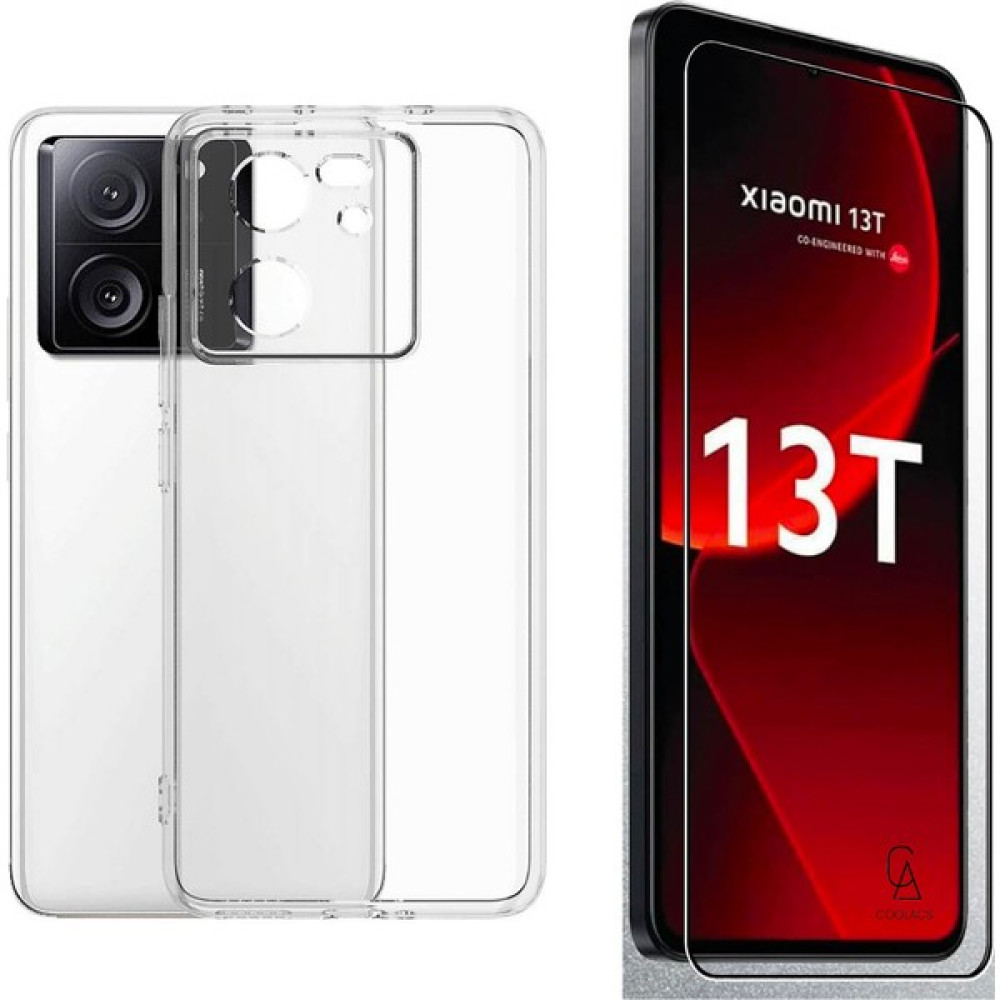 Wowacs Xiaomi Mi 13T Uyumlu Kılıf Esnek Silikon Telefon Kılıfı ve Temperli Cam Ekran Koruyucu - Şeffaf - Xiaomi 13T Cep Telefonu Kılıfı Fiyatı
