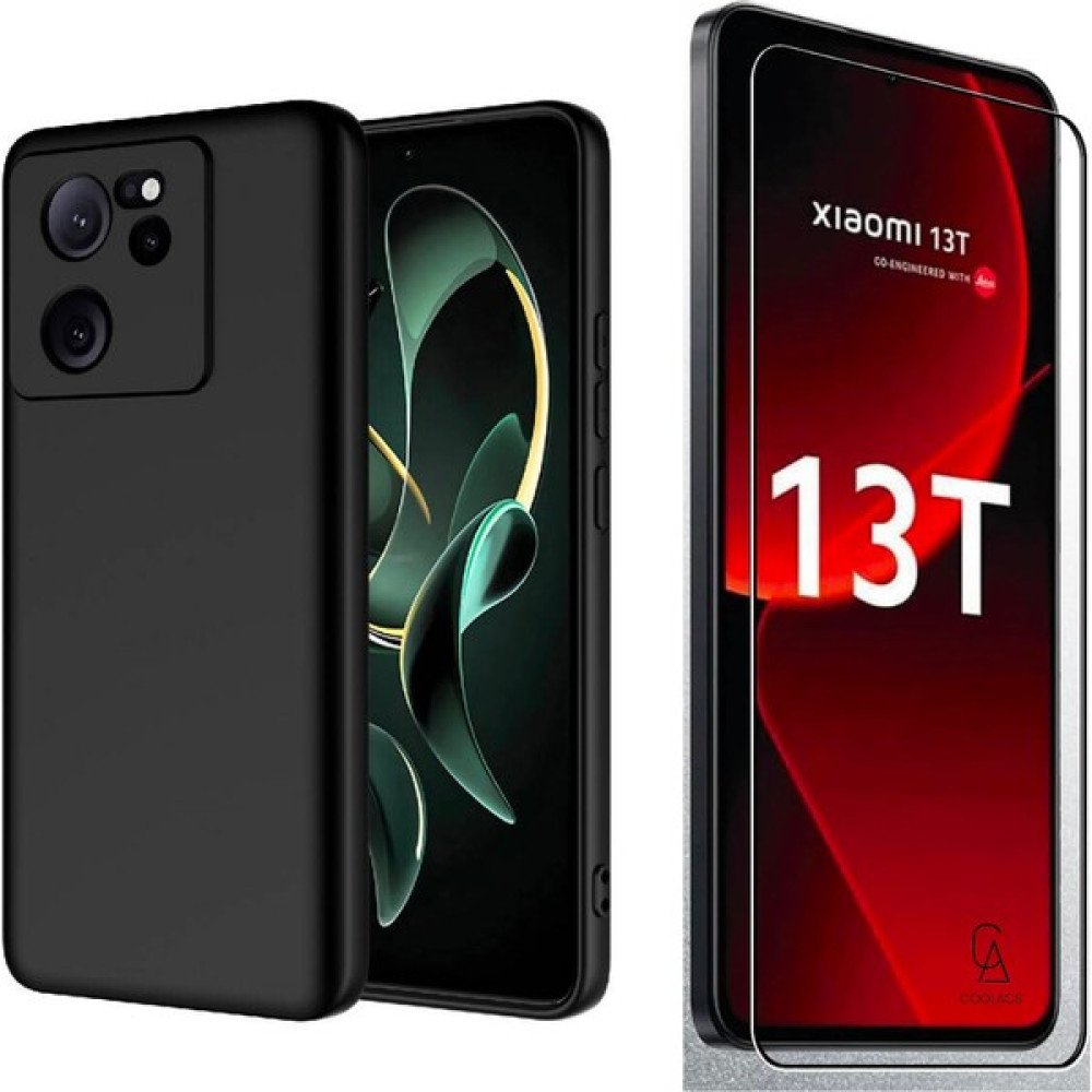 Wowacs Xiaomi Mi 13T Uyumlu Kılıf Esnek Silikon Telefon Kılıfı ve Temperli Cam Ekran Koruyucu - Siyah - Xiaomi 13T Cep Telefonu Kılıfı Fiyatı